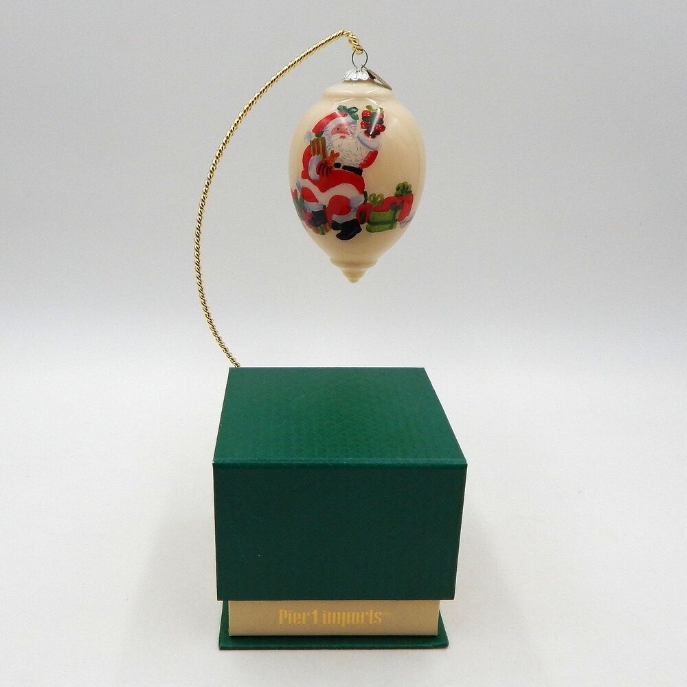 Pier 1 Imports Li Bien Santa Noel 2016 Christmas Ornament Glass 4 Inch Box